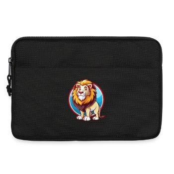 Lion mignon drôle Kawaii dessin animé Clipart animal de compagnie - Sacoche pour ordinateur portable 13 pouces - noir - Devant