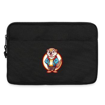loutre mignon drôle kawaii dessin animé clipart animal de compagnie - Sacoche pour ordinateur portable 13 pouces - noir - Devant