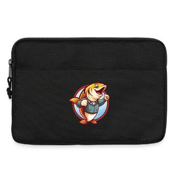 Salmon Funny Kawaii Cartoon Clipart Animal Pet - Laptop bag 13" - black - Front