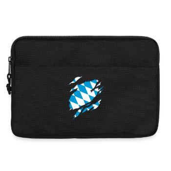 Bayern Fahne und Wappen 3D Reiß-Effekt. - Laptoptasche 13" - Schwarz - Vorne