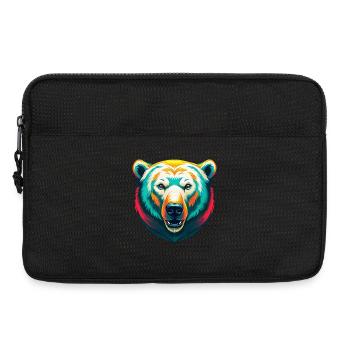 Eisbär Niedliches Kawaii Cartoon Clipart Tier Gesicht - Laptoptasche 13" - Schwarz - Vorne