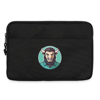 Bison Kawaii Cartoon Character Animal Pet Face - Laptop bag 13" - black - Front
