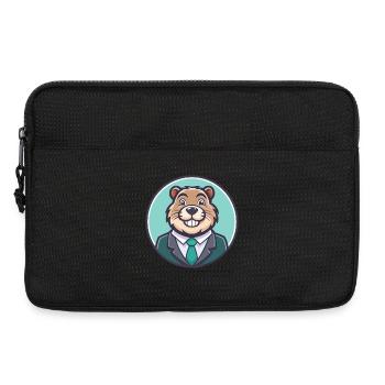 Beaver Kawaii Cartoon Character Animal Pet Face - Laptop bag 13" - black - Front