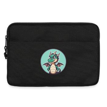 Dragon Kawaii Dessin animé Personnage Animal Animal Visage - Sacoche pour ordinateur portable 13 pouces - noir - Devant
