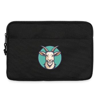 Chèvre Kawaii Dessin animé Personnage Animal Animal Visage - Sacoche pour ordinateur portable 13 pouces - noir - Devant