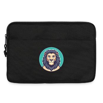 Lion Kawaii Dessin Animé Personnage Animal Animal Visage - Sacoche pour ordinateur portable 13 pouces - noir - Devant