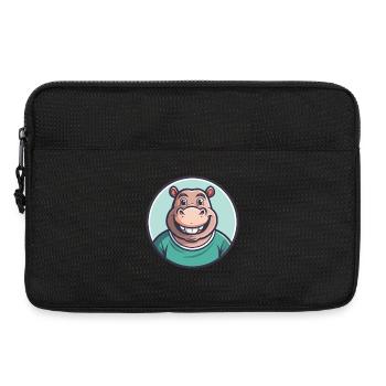 Nilpferd Kawaii Cartoon Figur Tier Haustier Gesicht - Laptoptasche 13" - Schwarz - Vorne