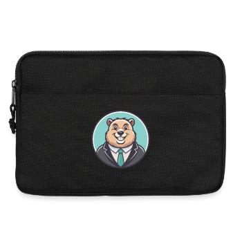 Groundhog Kawaii Cartoon Character Animal Pet Face - Laptop bag 13" - black - Front