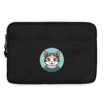 Katze Kawaii Cartoon Figur Tier Haustier Gesicht - Laptoptasche 13" - Schwarz - Vorne