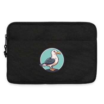 Seagull Kawaii Cartoon Character Animal Pet Face - Laptop bag 13" - black - Front