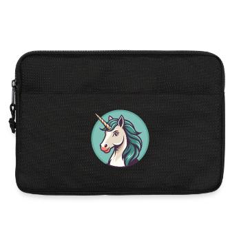 Licorne Kawaii Dessin animé Personnage Animal Animal Visage - Sacoche pour ordinateur portable 13 pouces - noir - Devant