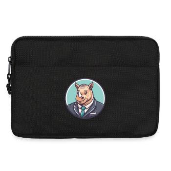 Rhino Kawaii Cartoon Figur Tier Haustier Gesicht - Laptoptasche 13" - Schwarz - Vorne