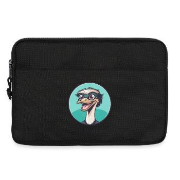 autruche kawaii dessin animé personnage animal visage d’animal - Sacoche pour ordinateur portable 13 pouces - noir - Devant