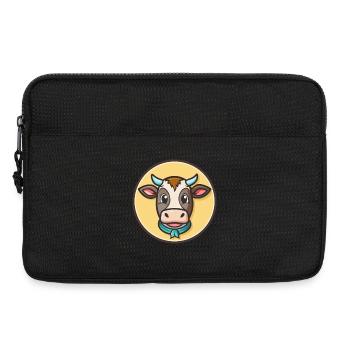 vache kawaii dessin animé personnage animal visage d’animal de compagnie - Sacoche pour ordinateur portable 13 pouces - noir - Devant
