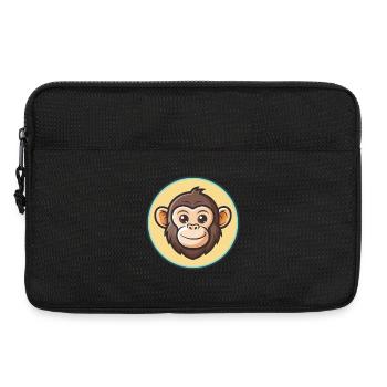 Chimpanzé Kawaii Personnage De Dessin Animé Visage D’animal - Sacoche pour ordinateur portable 13 pouces - noir - Devant