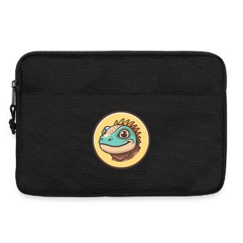 Iguane Kawaii Dessin animé Personnage Animal Animal Visage - Sacoche pour ordinateur portable 13 pouces - noir - Devant