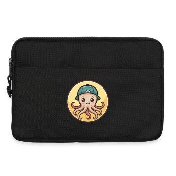 Octopus Kawaii Cartoon Character Animal Pet Face - Laptop bag 13" - black - Front