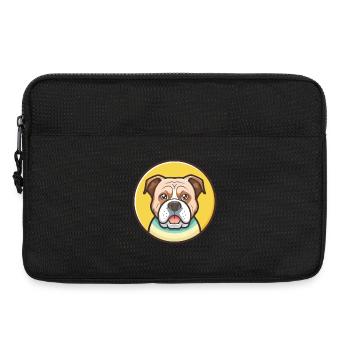 Dessin animé de race de chien bouledogue américain kawaii clipart - Sacoche pour ordinateur portable 13 pouces - noir - Devant