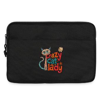 Crazy Cat Lady : un design amusant et original - Sacoche pour ordinateur portable 13 pouces - noir - Devant