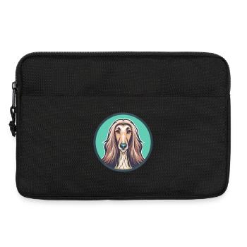 Lévrier afghan chien race dessin animé Kawaii Clipart animal de compagnie - Sacoche pour ordinateur portable 13 pouces - noir - Devant