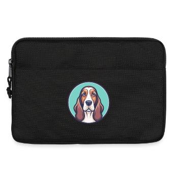 Basset Hound Chien Race Dessin animé Kawaii Clipart Animal de compagnie - Sacoche pour ordinateur portable 13 pouces - noir - Devant