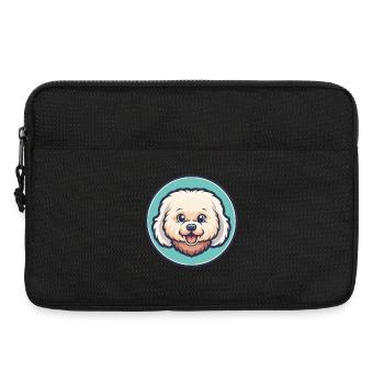 Bichon frisé chien race dessin animé Kawaii Clipart animal de compagnie - Sacoche pour ordinateur portable 13 pouces - noir - Devant
