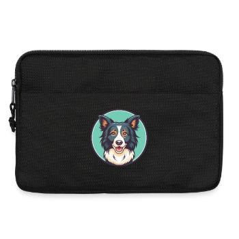 Border Collie Chien Race Dessin animé Kawaii Clipart Animal de compagnie - Sacoche pour ordinateur portable 13 pouces - noir - Devant