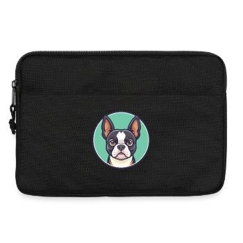 Boston Terrier Dog Breed Cartoon Kawaii Clipart - Laptop bag 13" - black - Front