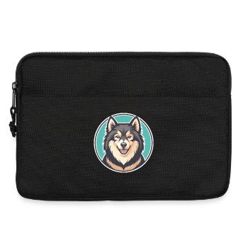 Finlandais Lapon Chien Race Dessin animé Kawaii Clipart - Sacoche pour ordinateur portable 13 pouces - noir - Devant