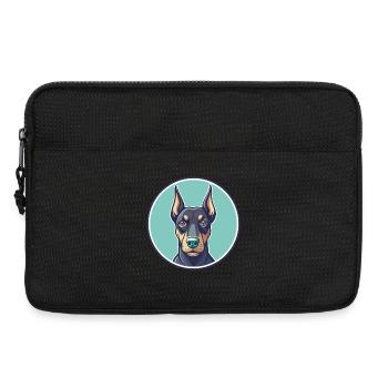 Dobermann Pinscher Hund Rasse Cartoon Kawaii Clipart - Laptoptasche 13" - Schwarz - Vorne
