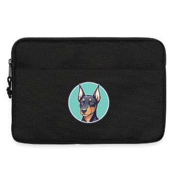 Deutsche Pinscher Hunderasse Cartoon Kawaii Clipart - Laptoptasche 13" - Schwarz - Vorne