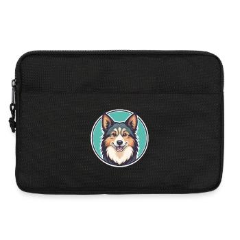 Chien de berger islandais Race de chien Dessin animé Kawaii - Sacoche pour ordinateur portable 13 pouces - noir - Devant