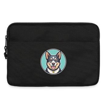Nouvelle-Zélande Race Chien Drôle Dessin Animé Kawaii Clipart - Sacoche pour ordinateur portable 13 pouces - noir - Devant
