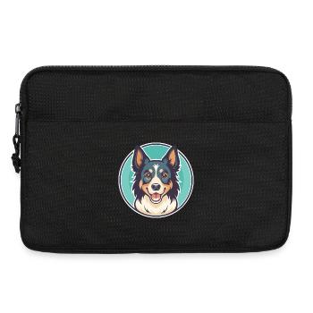 Chien de berger nord-américain race dessin animé Kawaii - Sacoche pour ordinateur portable 13 pouces - noir - Devant