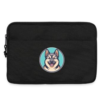 Norwegian Elkhound Dog Breed Cartoon Kawaii - Laptop bag 13" - black - Front