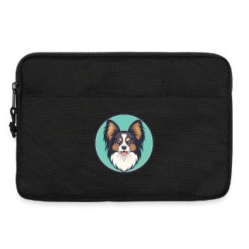 Papillon Hunderasse Bunte Karikatur Kawaii Clipart - Laptoptasche 13" - Schwarz - Vorne