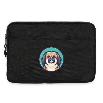 Chien pékinois race dessin animé Kawaii Clipart Animal - Sacoche pour ordinateur portable 13 pouces - noir - Devant