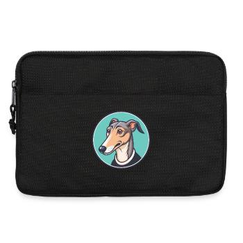 Rampur Greyhound Dog Breed Cartoon Kawaii Clipart - Laptop bag 13" - black - Front