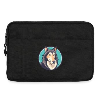 Russian Wolfhound Dog Breed Cartoon Kawaii Clipart - Laptop bag 13" - black - Front