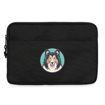Shetland chien de berger chien race dessin animé Kawaii Clipart - Sacoche pour ordinateur portable 13 pouces - noir - Devant