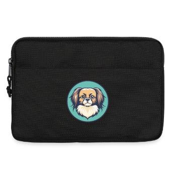Épagneul tibétain chien race dessin animé Kawaii Clipart - Sacoche pour ordinateur portable 13 pouces - noir - Devant