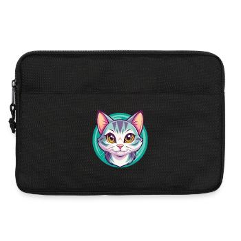 Chat américain à poil court race dessin animé Kawaii Animal - Sacoche pour ordinateur portable 13 pouces - noir - Devant