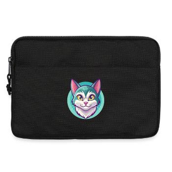 Chat européen à poil court race dessin animé Kawaii Animal - Sacoche pour ordinateur portable 13 pouces - noir - Devant