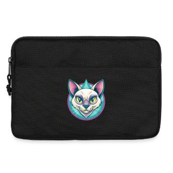 Chat thaïlandais race dessin animé Kawaii Animal Pet - Sacoche pour ordinateur portable 13 pouces - noir - Devant