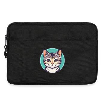 Chat américain à poil court race dessin animé Kawaii Animal - Sacoche pour ordinateur portable 13 pouces - noir - Devant