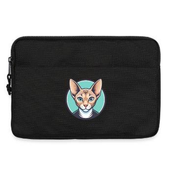Chat brésilien à poil court Race Dessin animé Kawaii Pet - Sacoche pour ordinateur portable 13 pouces - noir - Devant