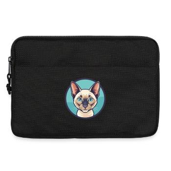 Chat tonkinois race dessin animé Kawaii animal de compagnie - Sacoche pour ordinateur portable 13 pouces - noir - Devant