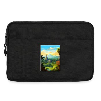 Indonesia Travel Poster Souvenir Postcard Painting - Laptop bag 13" - black - Front
