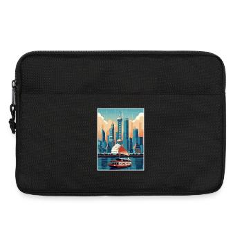 Shanghai China Travel Poster Souvenir Painting WPA - Laptop bag 13" - black - Front