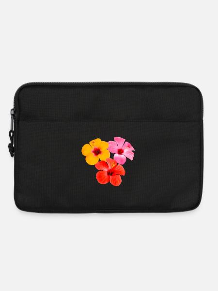 Hibiskus Trio - Tropische Blüten - Laptoptasche 13" - Schwarz